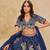 Navy blue heavy art silk semi stitched lehenga choli with embroidery work