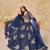 Navy blue heavy art silk semi stitched lehenga choli with embroidery work