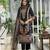 Black pure natural crepe floral printed straight kurta with pant & printed dupatta