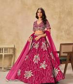 Magenta heavy art silk semi stitched lehenga choli with embroidery work