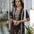 Black pure natural crepe floral printed straight kurta with pant & printed dupatta
