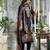 Black pure natural crepe floral printed straight kurta with pant & printed dupatta
