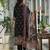 Black pure natural crepe floral printed straight kurta with pant & printed dupatta