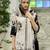 Off-white pure natural crepe floral printed straight kurta with pant & printed dupatta