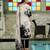 Off-white pure natural crepe floral printed straight kurta with pant & printed dupatta