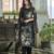 Black pure natural crepe floral printed straight kurta with pant & printed dupatta