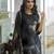 Black pure natural crepe floral printed straight kurta with pant & printed dupatta