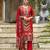 Red pure ho organza floral printed straight kurta with pant & printed dupatta