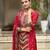 Red pure ho organza floral printed straight kurta with pant & printed dupatta