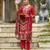 Red pure ho organza floral printed straight kurta with pant & printed dupatta