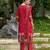Red pure ho organza floral printed straight kurta with pant & printed dupatta
