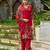 Red pure ho organza floral printed straight kurta with pant & printed dupatta