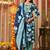Blue women embroidered floral printed aline kurta pant with dupatta set