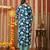 Blue women embroidered floral printed aline kurta pant with dupatta set