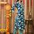 Blue women embroidered floral printed aline kurta pant with dupatta set