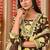 Brown women embroidered floral printed aline kurta pant with dupatta set