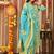 Skyblue women embroidered floral printed aline kurta pant with dupatta set