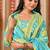 Skyblue women embroidered floral printed aline kurta pant with dupatta set