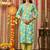 Skyblue women embroidered floral printed aline kurta pant with dupatta set