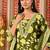 Green women embroidered floral printed aline kurta pant with dupatta set