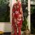 Red pure ho organza floral printed straight kurta with pant & printed dupatta
