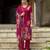 Magenta pure ho organza floral printed straight kurta with pant & printed dupatta