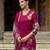 Magenta pure ho organza floral printed straight kurta with pant & printed dupatta