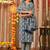 Blue women embroidered floral printed aline kurta pant with dupatta set