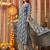 Blue women embroidered floral printed aline kurta pant with dupatta set