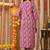 Purple women embroidered floral printed aline kurta pant with dupatta set