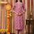 Purple women embroidered floral printed aline kurta pant with dupatta set