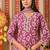 Purple women embroidered floral printed aline kurta pant with dupatta set