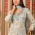 Grey women embroidered floral printed aline kurta pant with dupatta set