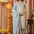 Grey women embroidered floral printed aline kurta pant with dupatta set