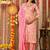Lightpink women embroidered floral printed aline kurta pant with dupatta set