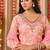 Lightpink women embroidered floral printed aline kurta pant with dupatta set