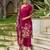 Fuchsia pink pure ho organza floral printed straight kurta with pant & printed dupatta