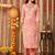 Lightpink women embroidered floral printed aline kurta pant with dupatta set