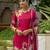 Fuchsia pink pure ho organza floral printed straight kurta with pant & printed dupatta