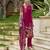 Fuchsia pink pure ho organza floral printed straight kurta with pant & printed dupatta