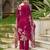 Fuchsia pink pure ho organza floral printed straight kurta with pant & printed dupatta
