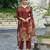 Brown pure ho organza floral printed straight kurta with pant & printed dupatta