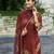 Brown pure ho organza floral printed straight kurta with pant & printed dupatta