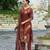 Brown pure ho organza floral printed straight kurta with pant & printed dupatta