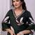 Darkgreen women embroidered floral printed aline kurta pant with dupatta set