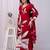 Red women embroidered floral printed aline kurta pant with dupatta set