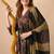 Grey women embroidered floral printed aline kurta pant with dupatta set