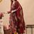 Maroon women embroidered floral printed aline kurta pant with dupatta set