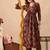 Maroon women embroidered floral printed aline kurta pant with dupatta set