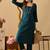 Tealblue women embroidered self design aline kurta with pant with  set